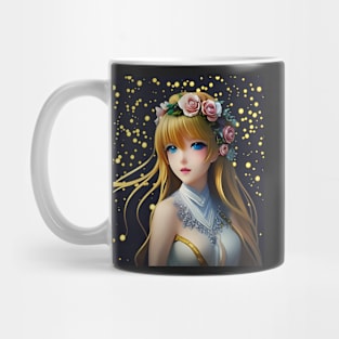 Beaux Animes Art  Manga Anime Girl with golden hair and roses Design Mug